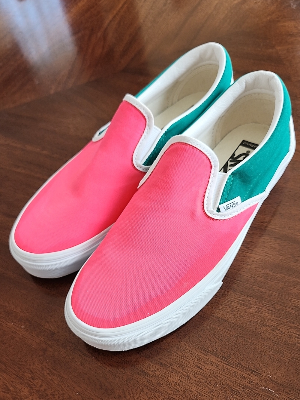Vans Slip-On Sneakers in Pink and Teal